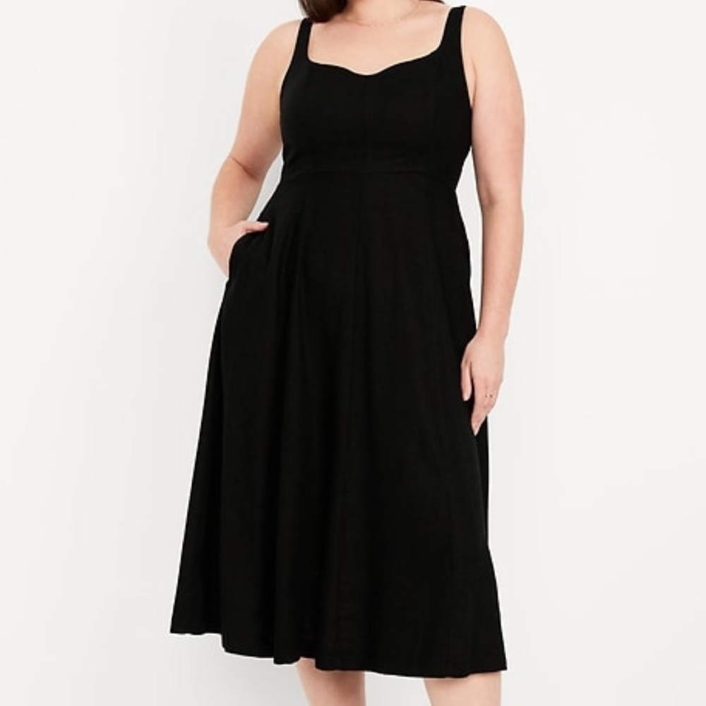 Old Navy Black Sleeveless Fit & Flare Midi Dress